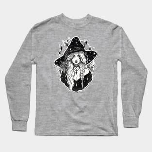 Black and White Gothic Astrology Witch Long Sleeve T-Shirt